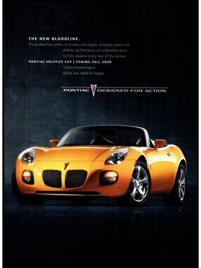 2006 Pontiac Solstice GXP Convertible Roadster Vintage Print Ad Wall Art